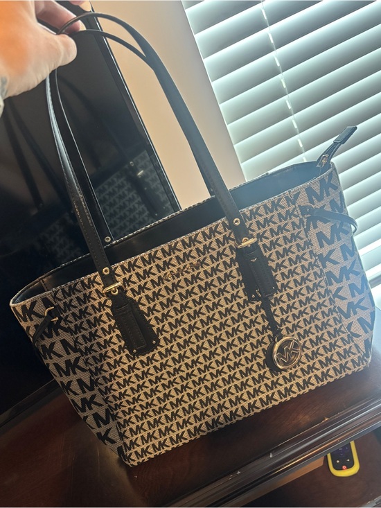 Michael Kors Handbags - Michael Kors Black and Ivory MK Signature Tote